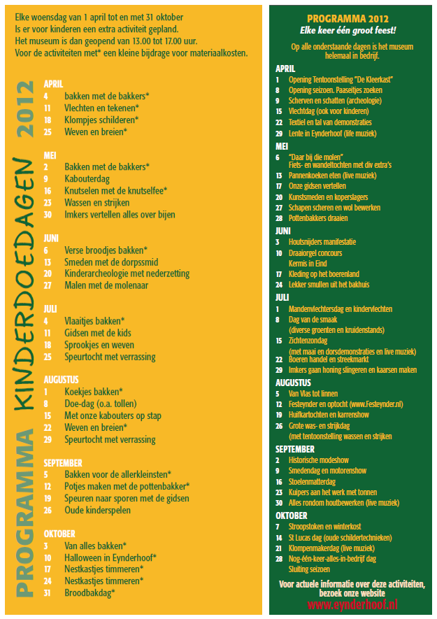 Jaar agenda Eynderhoof