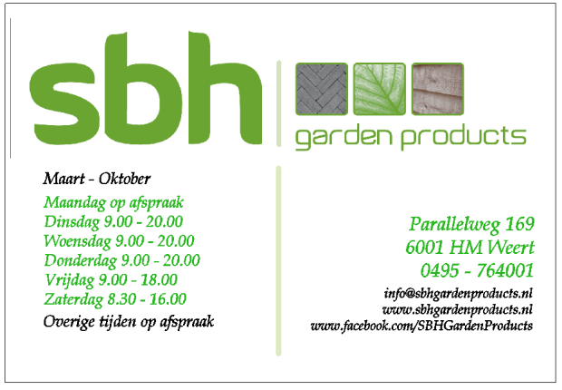 SBH Garden Products Openingstijden