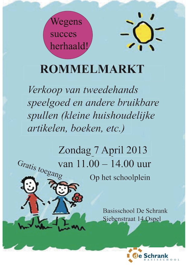 Kinderen verkopen op het schoolplein zelf hun speelgoed en allerlei andere spullen (boeken, huishoudelijke artikelen, etc.). Ook is er de gelegenheid om een hapje te eten of iets te drinken