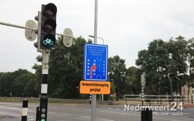 Verkeerslichten Burg 15 voor fietsers, verkeerssituatie gewijzigd