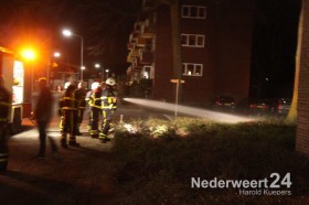 Bosjes in brand bij flatgebouw