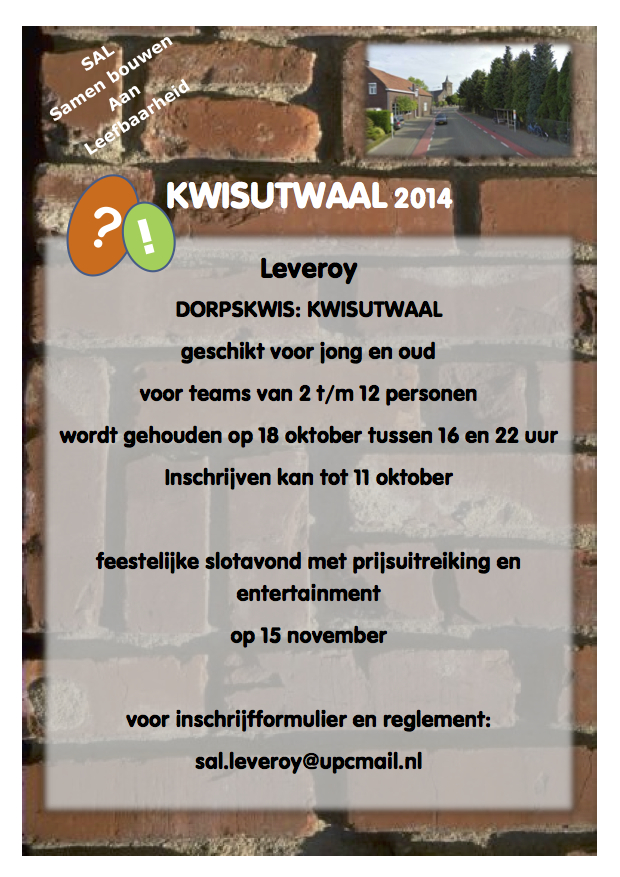 Poster Kwisutwaal 2014 Leveroy