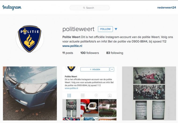 Politie Weert instagram