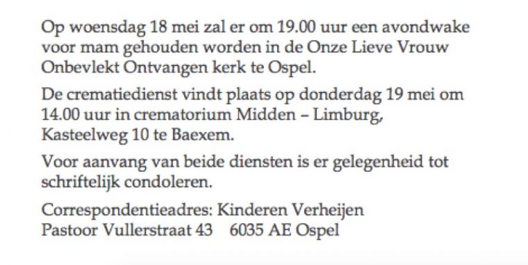 Rouwkaart Drien Verheijen - Duijts 2