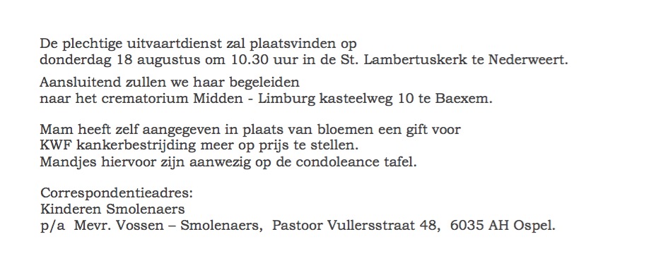 Overlijdensbericht Dien Smolenaers - Cuijpers 2