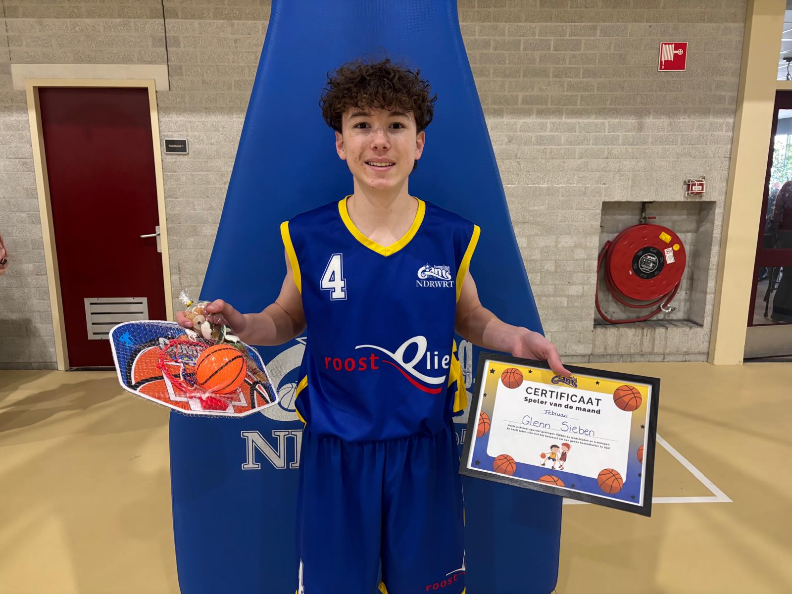 Glenn is ‘Spelertje van de maand Februari’ bij Jumping Giants