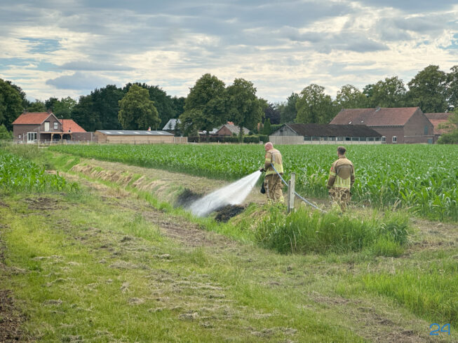 Kleine brand op stuk land aan de Luitstraat in Leveroy