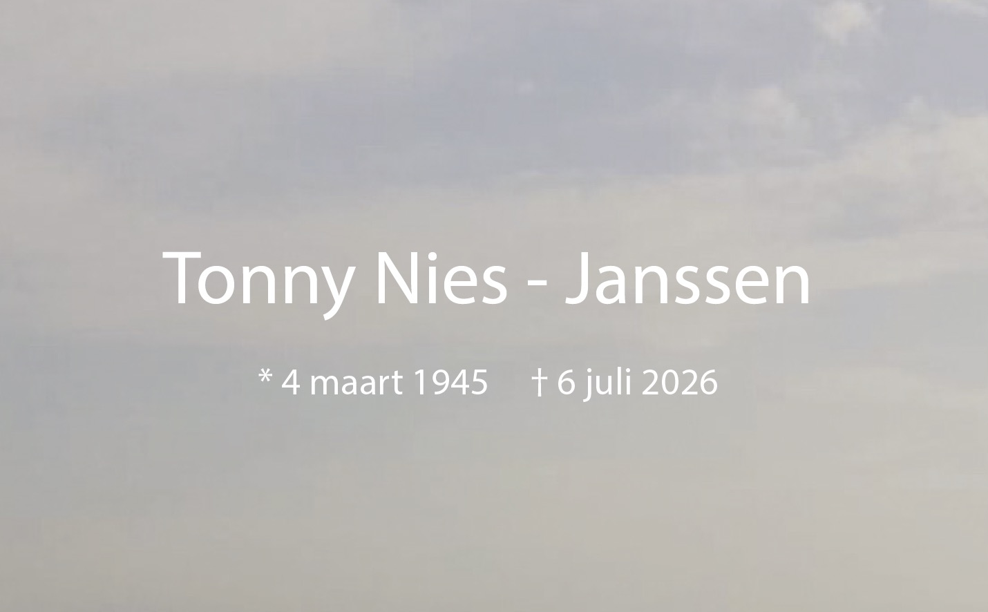 Overlijdensbericht | Tonny Nies – Janssen †