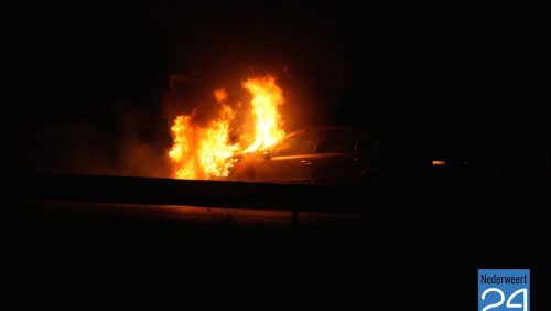 Autobrand A2 afslag Weert Noord