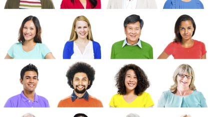 Portrait of Multiethnic Colorful Cheerful People