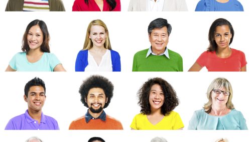 Portrait of Multiethnic Colorful Cheerful People